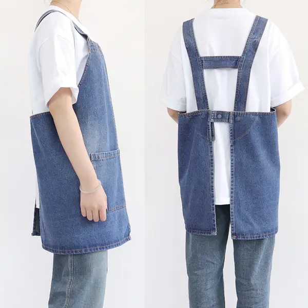 Washed Denim Apron with Back Buckle 6