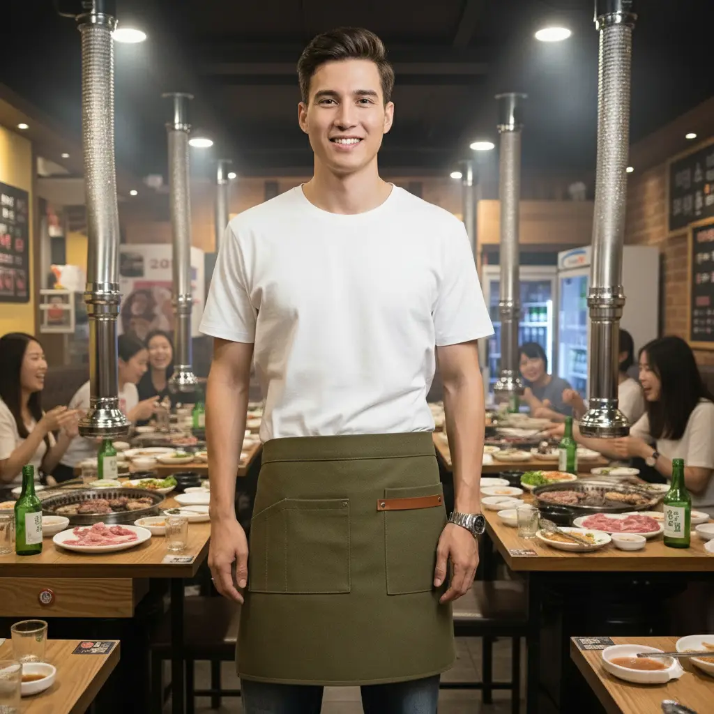 Korean-style Half-length Canvas Leather Apron