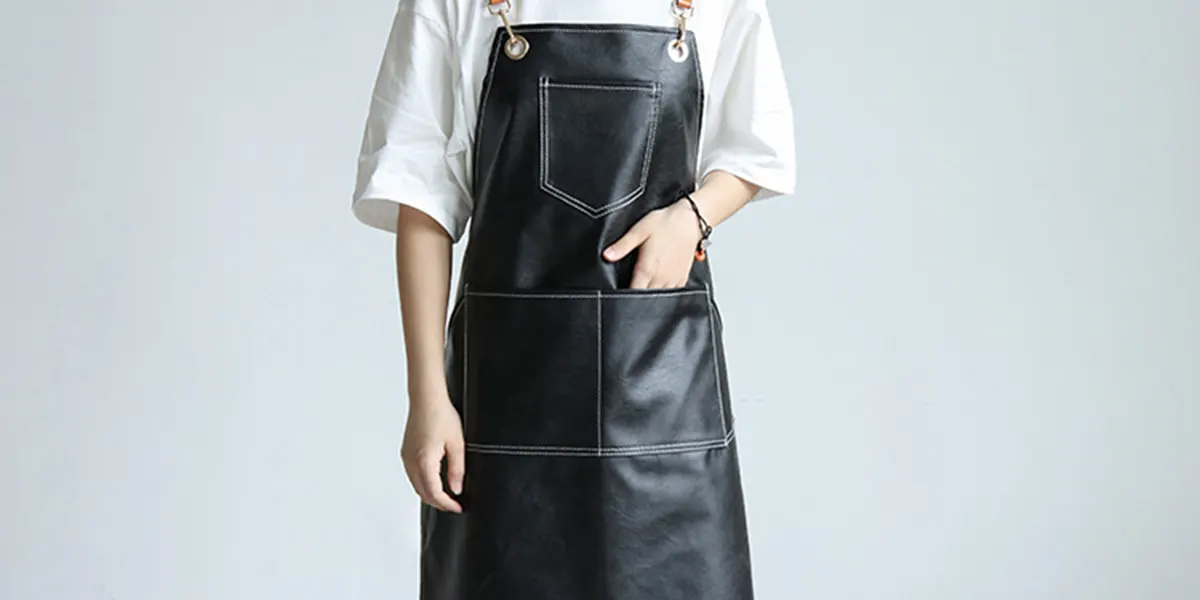 Faux Leather Multi-Pocket Apron