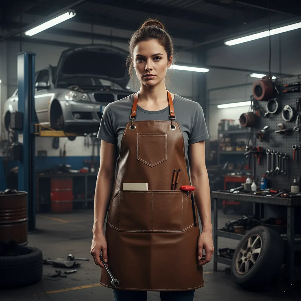 Faux Leather Multi-Pocket Apron 2