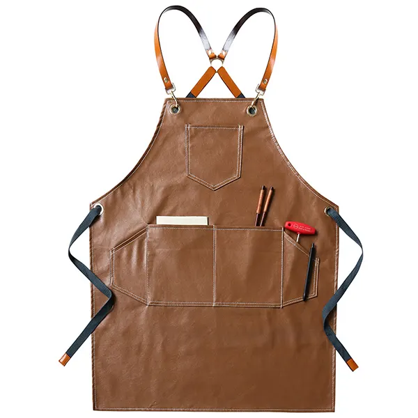 Faux Leather Multi-Pocket Apron 3