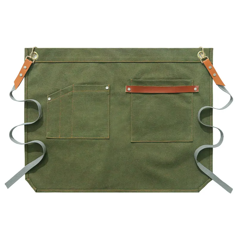 Korean-style Half-length Canvas Leather Apron 3