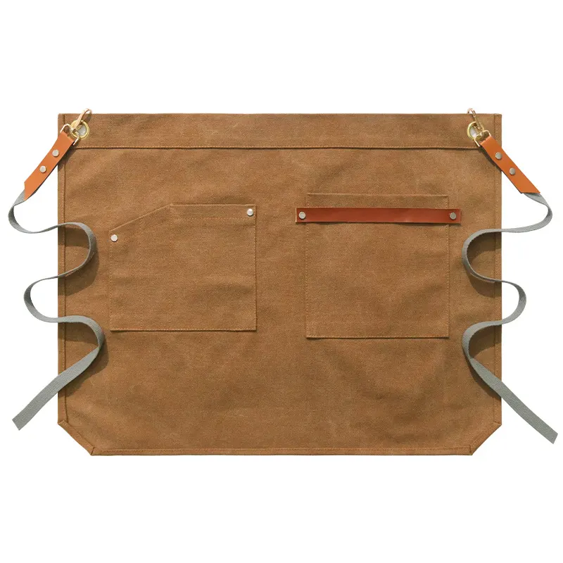 Korean-style Half-length Canvas Leather Apron 4