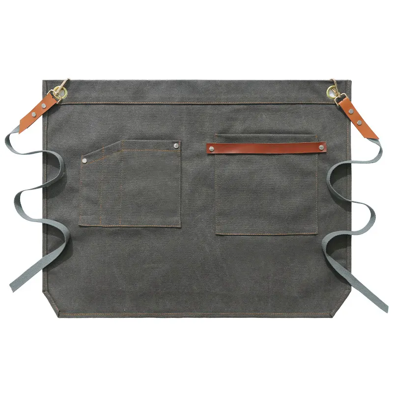 Korean-style Half-length Canvas Leather Apron 5