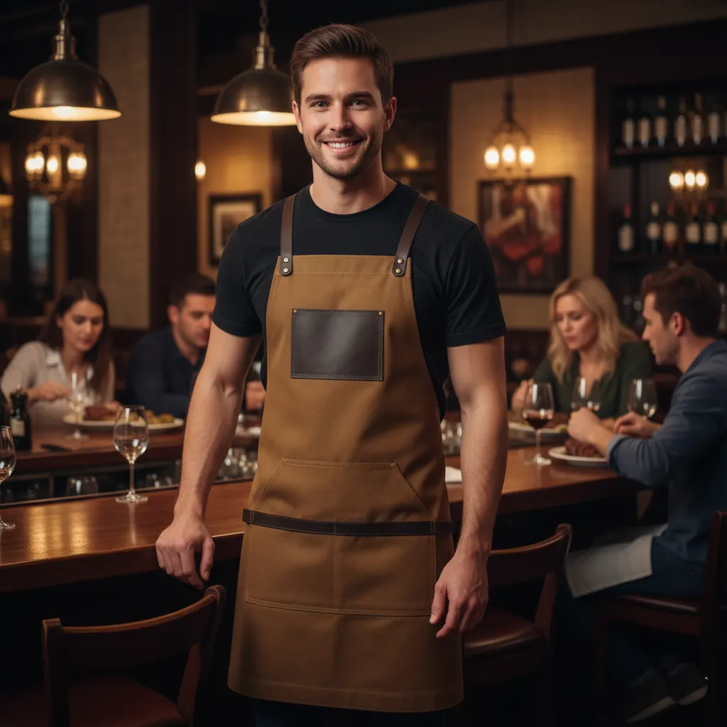 Banquet Dining Heavy-duty Patchwork Leather Apron 2