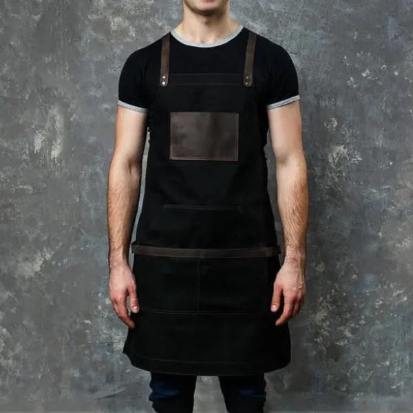 Banquet Dining Heavy-duty Patchwork Leather Apron 3