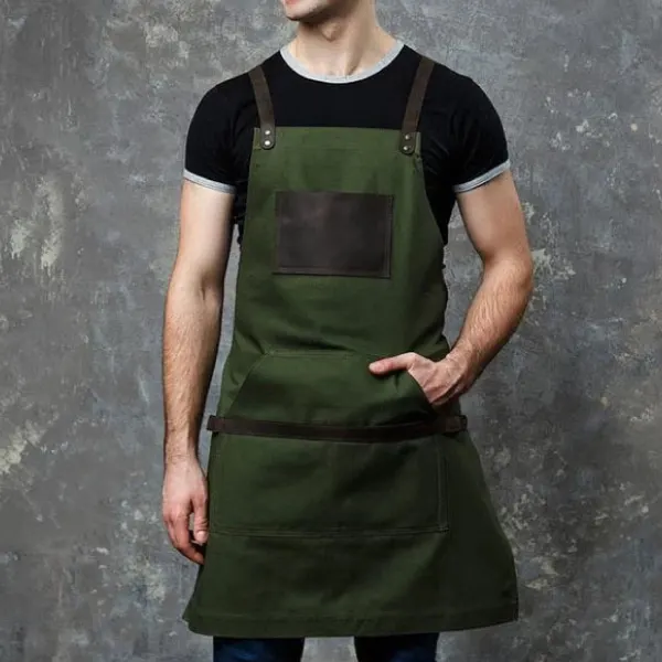 Banquet Dining Heavy-duty Patchwork Leather Apron 4