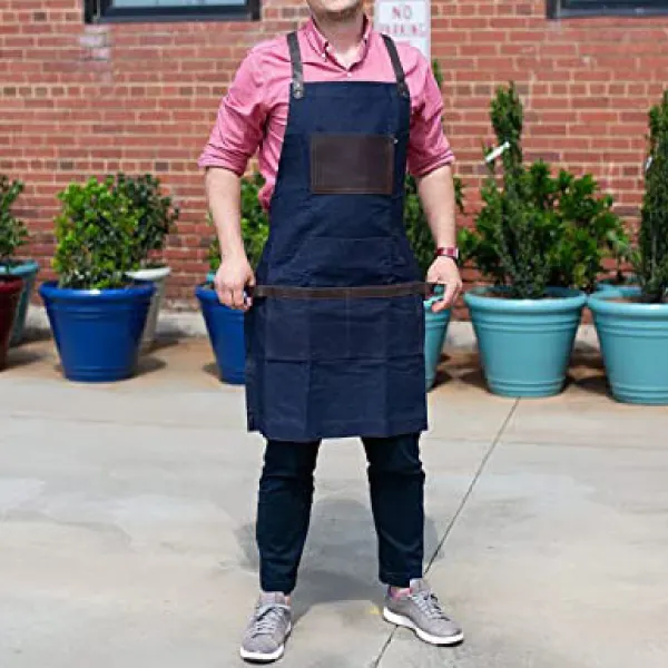 Banquet Dining Heavy-duty Patchwork Leather Apron 6