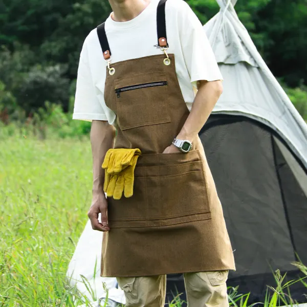 American-style Zipper Canvas Apron