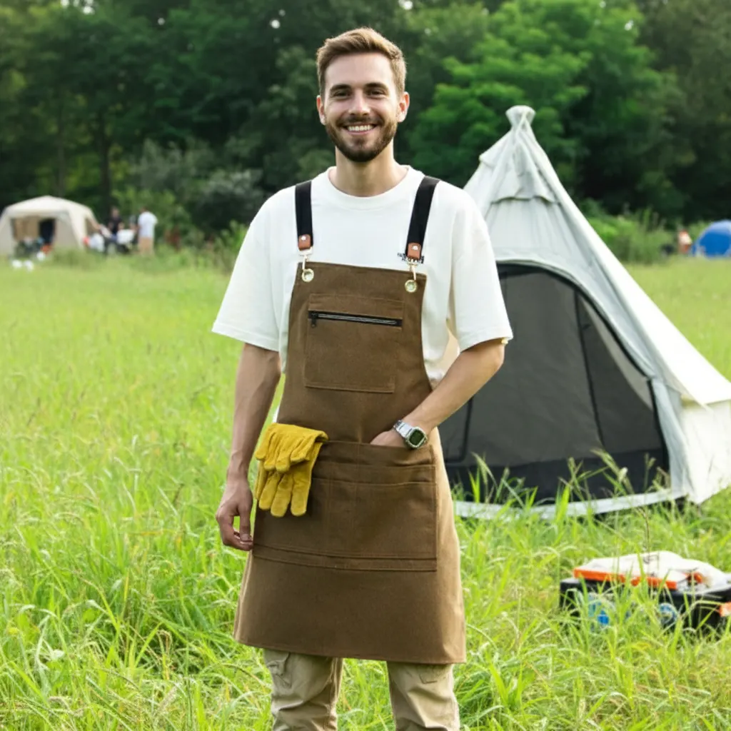 American-style Zipper Canvas Apron 2