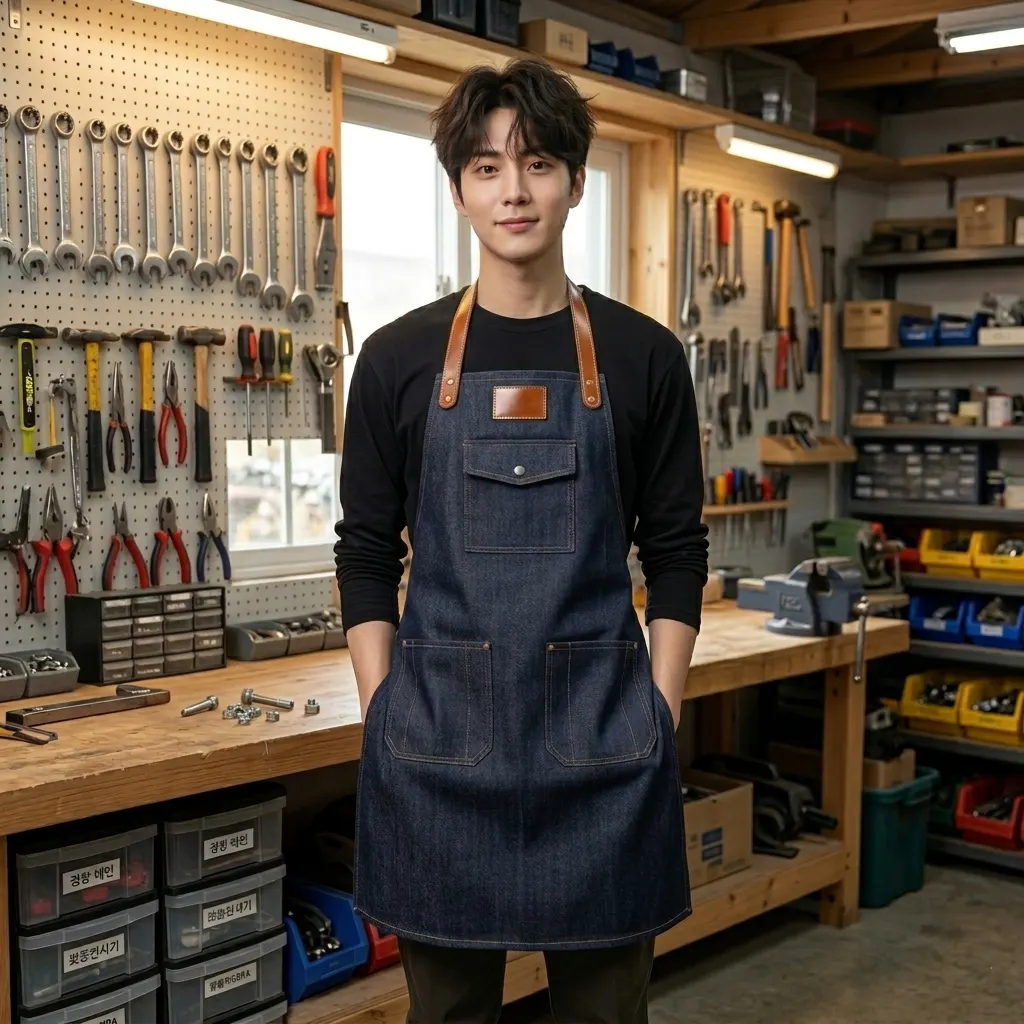 Korean-style sleek and thick technician apron