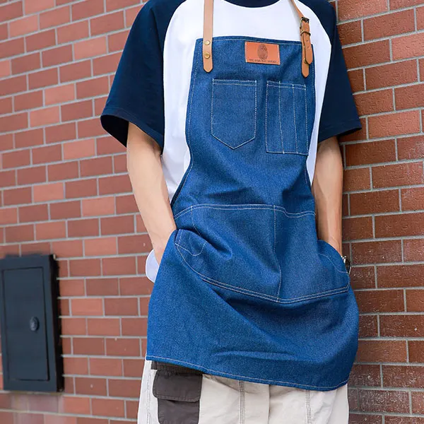 Handmade Denim Leather Strap Apron