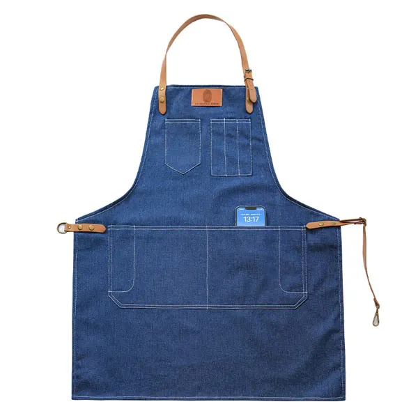Handmade Denim Leather Strap Apron 3