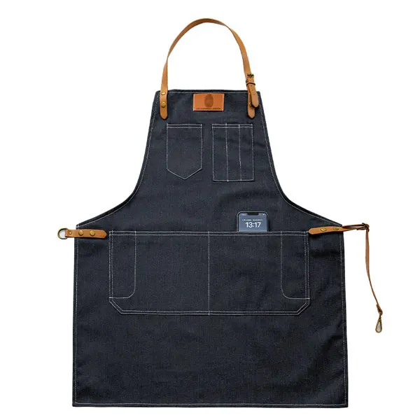 Handmade Denim Leather Strap Apron 4