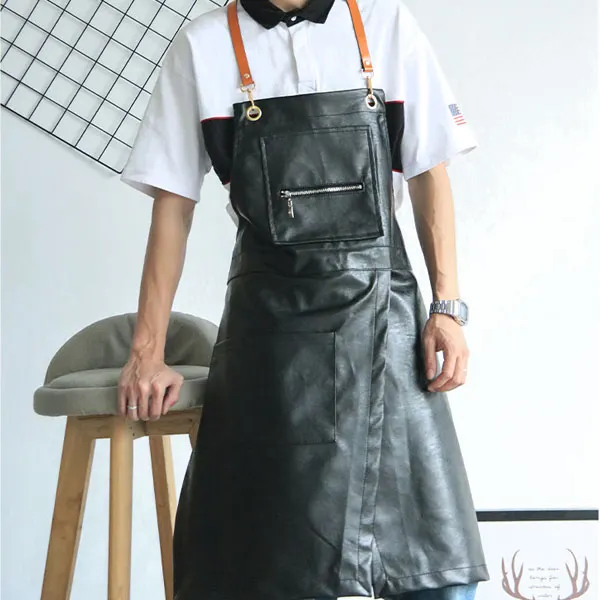 Split Leather Zipper Waterproof and Oil-Resistant Apron