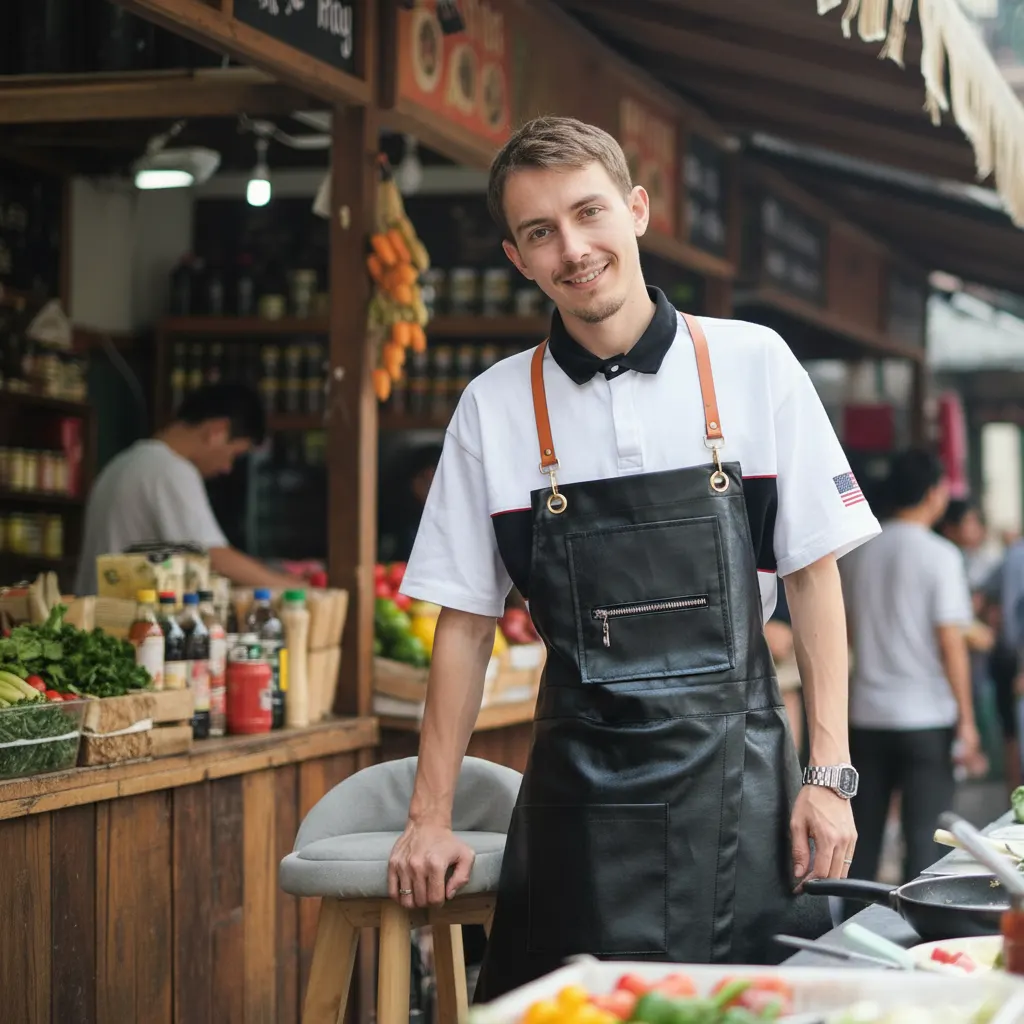 Split Leather Zipper Waterproof and Oil-Resistant Apron 2