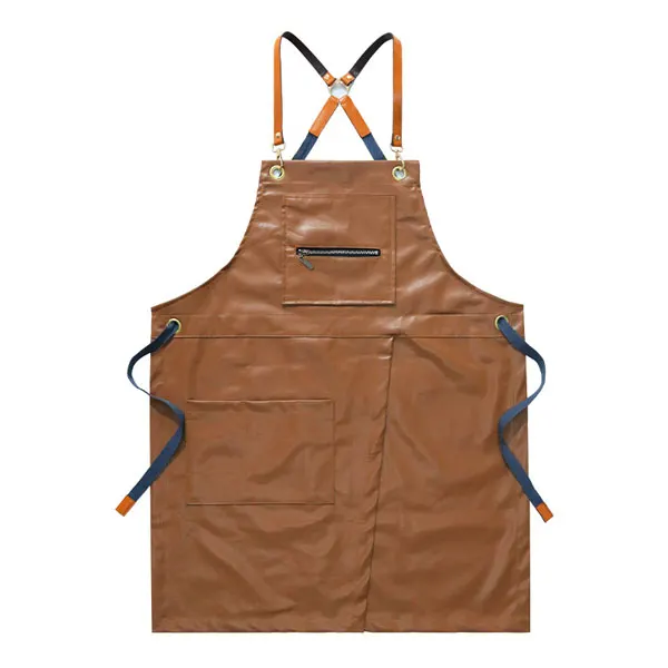 Split Leather Zipper Waterproof and Oil-Resistant Apron 3
