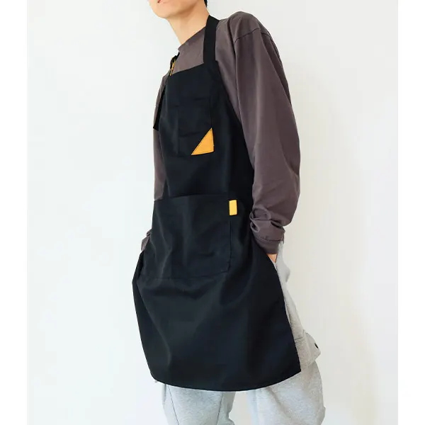 Color-Block Minimalist Korean-Style Neck Strap Apron
