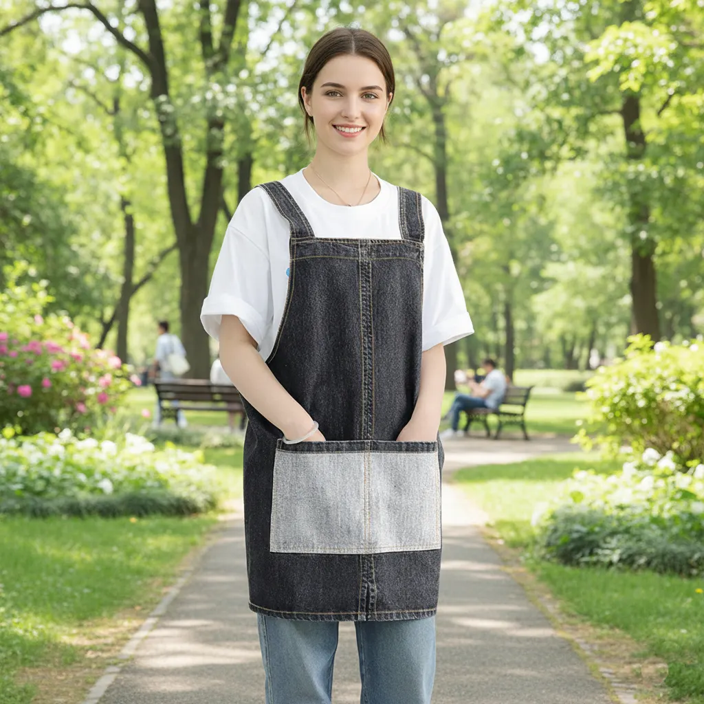 Washed Denim Apron with Back Buckle 2