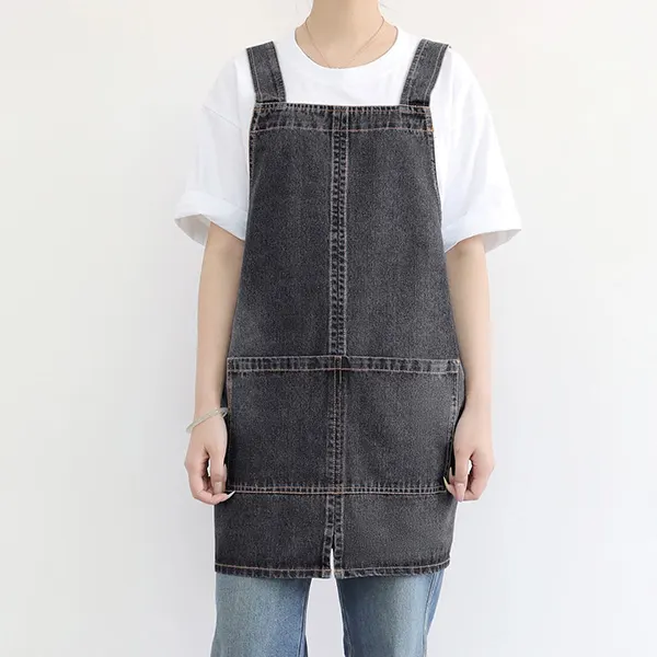 Washed Denim Apron with Back Buckle 3