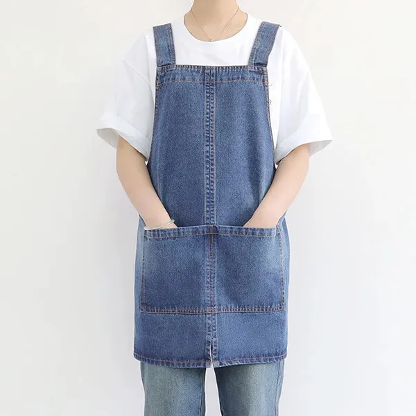 Washed Denim Apron with Back Buckle 5