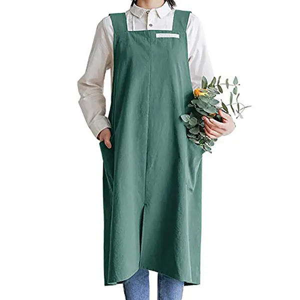 Forest-Style Solid Linen-Cotton Apron 5