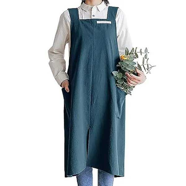 Forest-Style Solid Linen-Cotton Apron 8