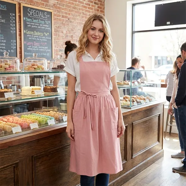 Solid Japanese-Style Cotton-Linen Long Apron