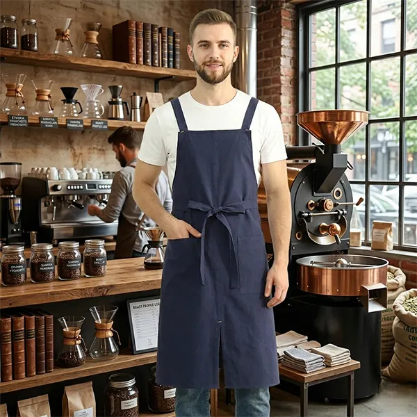 Minimalist Cotton Linen Work Apron with Side Slit