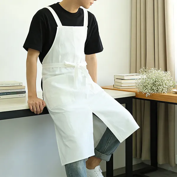 Minimalist Cotton Linen Work Apron with Side Slit 2
