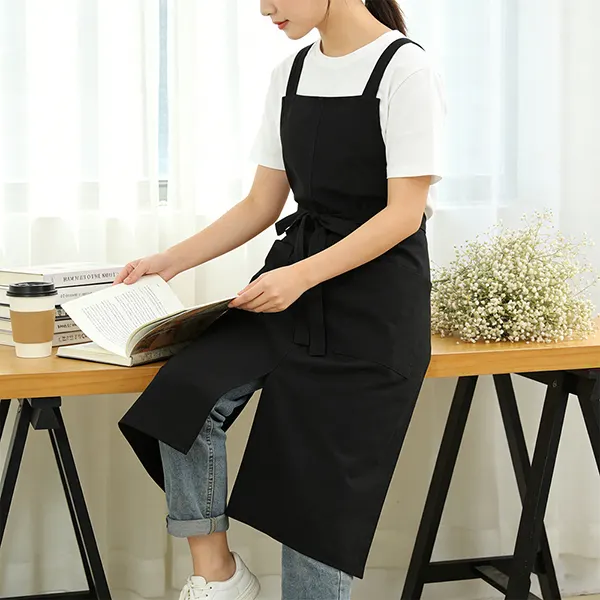 Minimalist Cotton Linen Work Apron with Side Slit 4