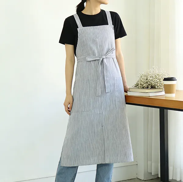 Minimalist Cotton Linen Work Apron with Side Slit 8