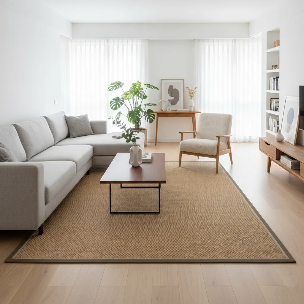 Japanese-Style Fabric-Edged Sisal Rug