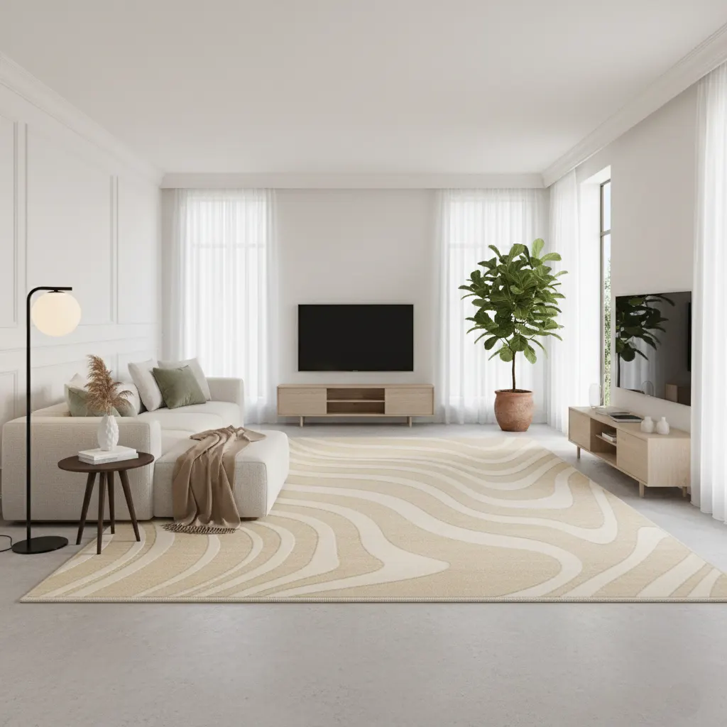 Plush Round Indoor Rug – Warm Apricot Calm