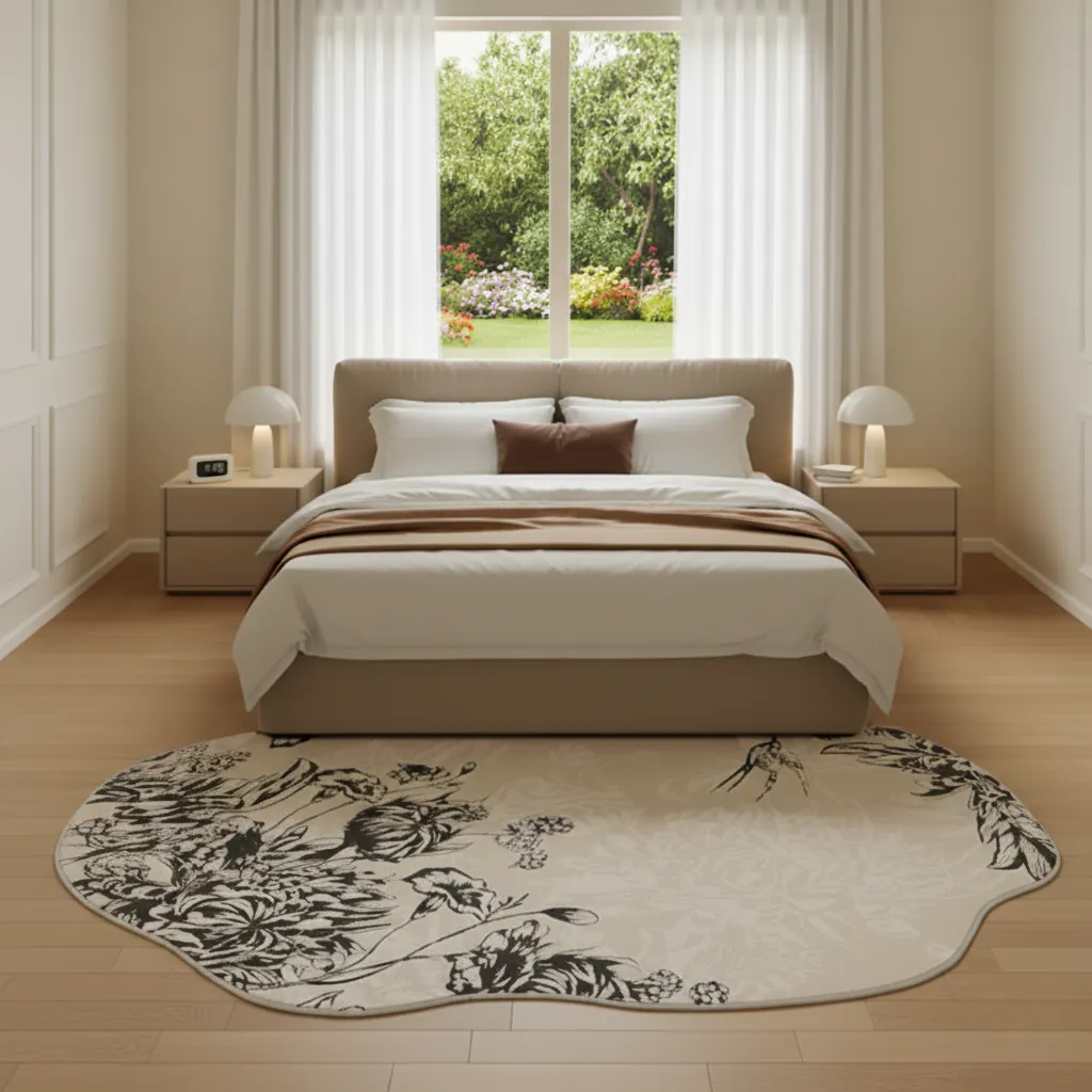 Plush Round Rug – Vintage Floral Irregular