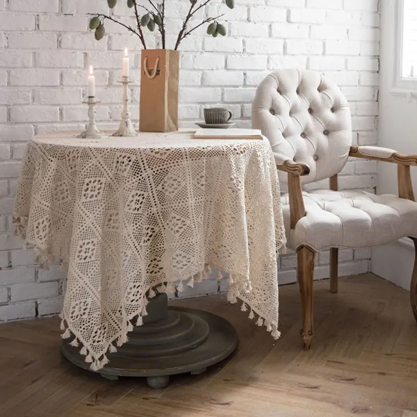 Checkered Crochet Tablecloth 3
