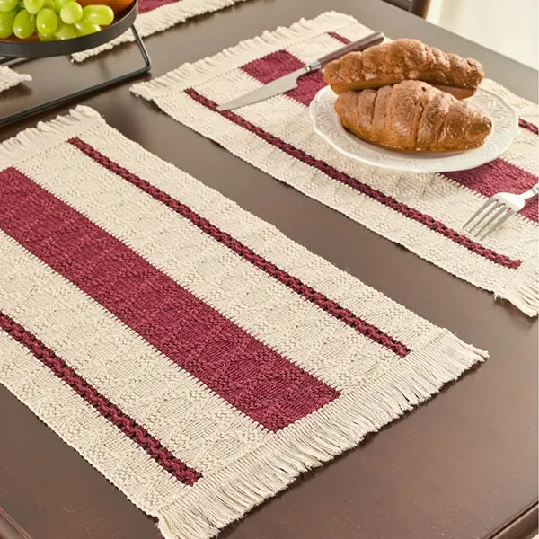 Color-Block Striped Woven Placemat with Tassels 21