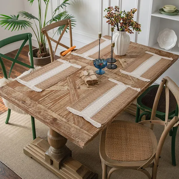 Color-Block Striped Woven Placemat with Tassels 23