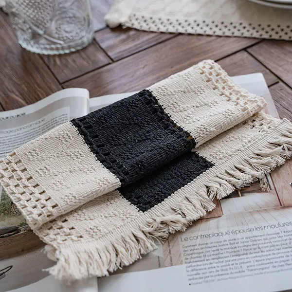 Color-Block Striped Woven Placemat with Tassels 27