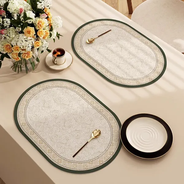 Oval Waterproof & Oil-Proof Placemat with Classical Aesthetic Design 2