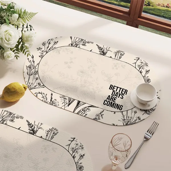 Oval Waterproof & Oil-Proof Placemat with Classical Aesthetic Design 11