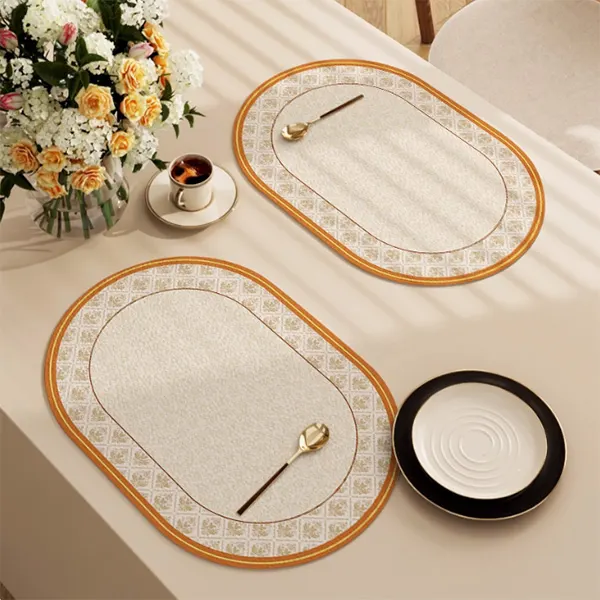 Oval Waterproof & Oil-Proof Placemat with Classical Aesthetic Design 13