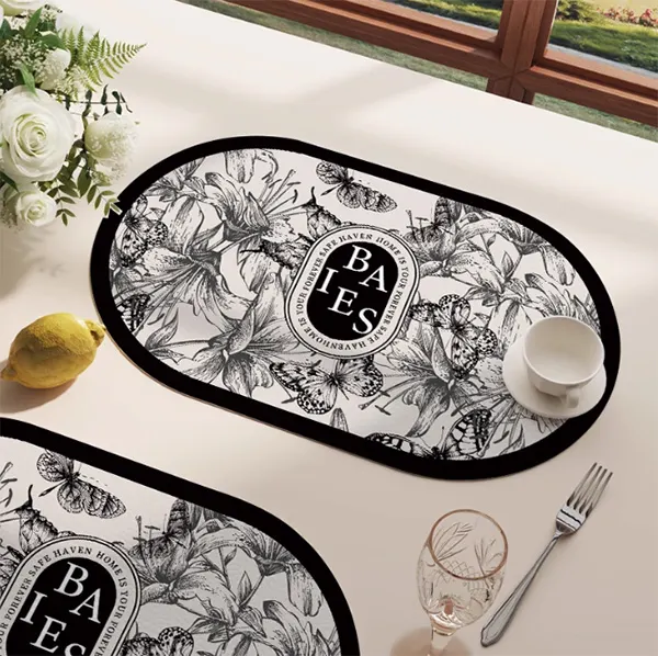 Oval Waterproof & Oil-Proof Placemat with Classical Aesthetic Design 14