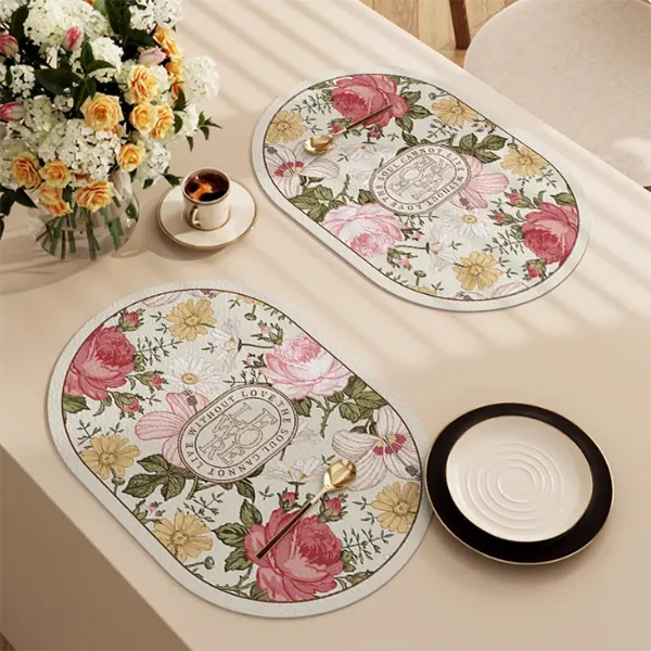 Oval Waterproof & Oil-Proof Placemat with Classical Aesthetic Design 18