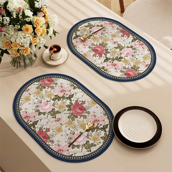 Oval Waterproof & Oil-Proof Placemat with Classical Aesthetic Design 19