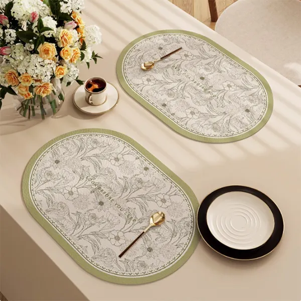 Oval Waterproof & Oil-Proof Placemat with Classical Aesthetic Design 20