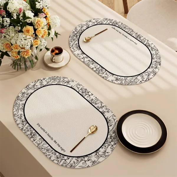 Oval Waterproof & Oil-Proof Placemat with Classical Aesthetic Design 3