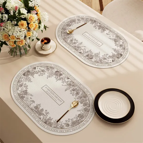 Oval Waterproof & Oil-Proof Placemat with Classical Aesthetic Design 22