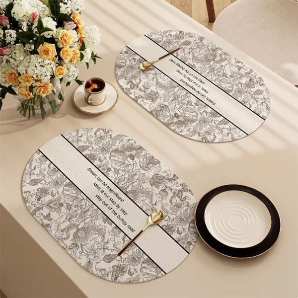 Oval Waterproof & Oil-Proof Placemat with Classical Aesthetic Design 4