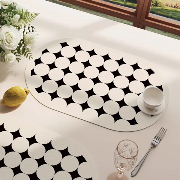 Oval Waterproof & Oil-Proof Placemat with Classical Aesthetic Design 6
